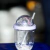 Rainbow Glitter Tumbler – Clear Plastic Cup with Dome Lid & Straw