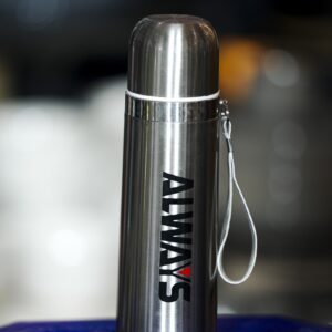 ALWAYS Thermos Flask – Stainless Steel Body with Red-Tipped Branding & Carry Strap