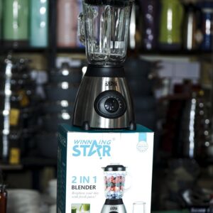 Winning Star 2-in-1 Glass Blender – Metallic Base with Grinder Attachment (Model ST-5572)