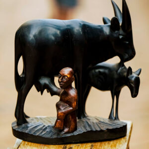 A cow&cowboy wooden art