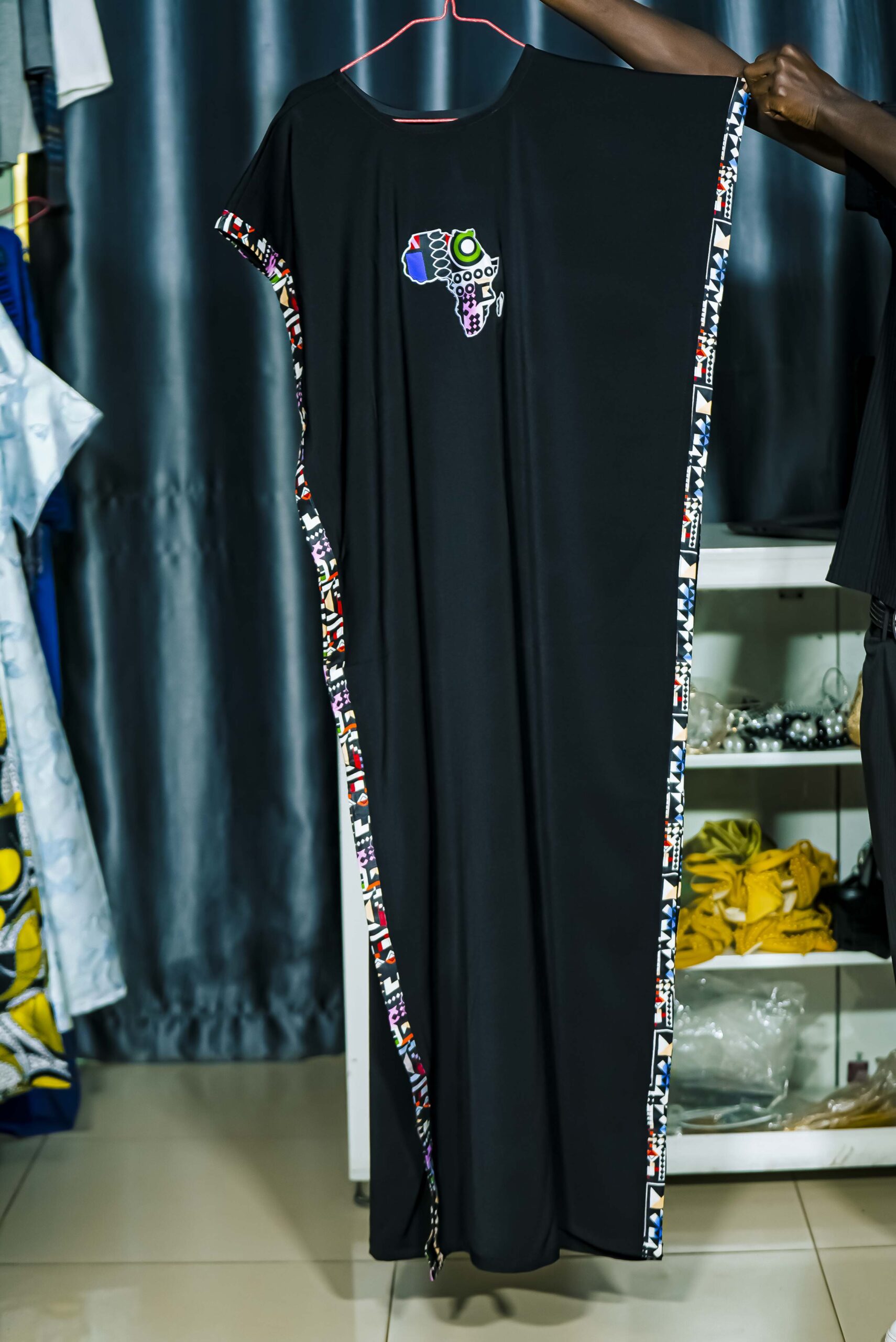 Made In Rwanda dress with Africa Map