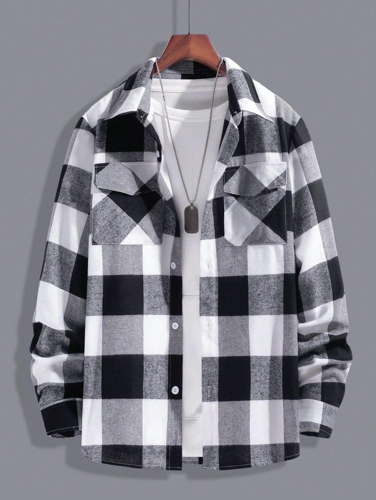 Plaid flannel shirt with flap pockets - Image 2