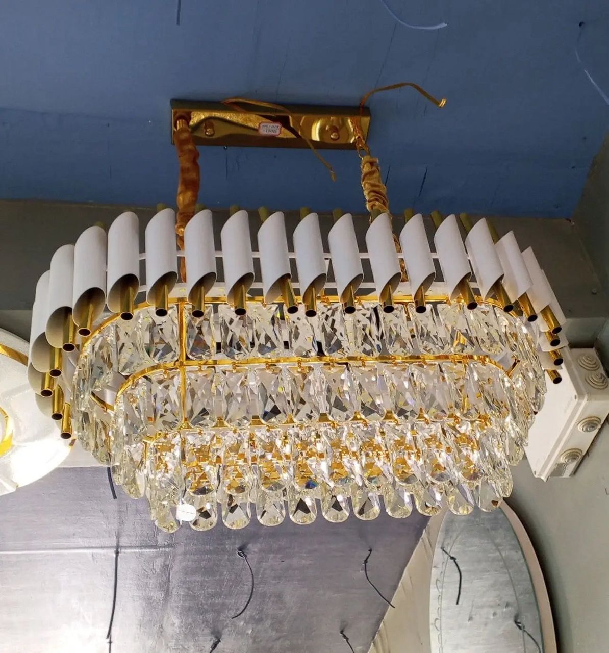 Gold-Tone ceiling mounted chandelier