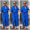 Royal Blue Linen-Blend Two-Piece Set